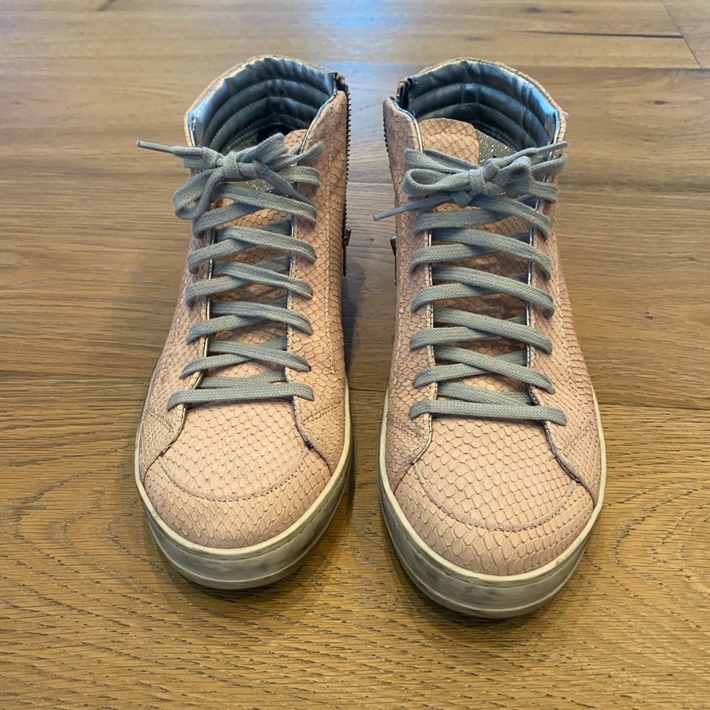 P448 pink leather high tops